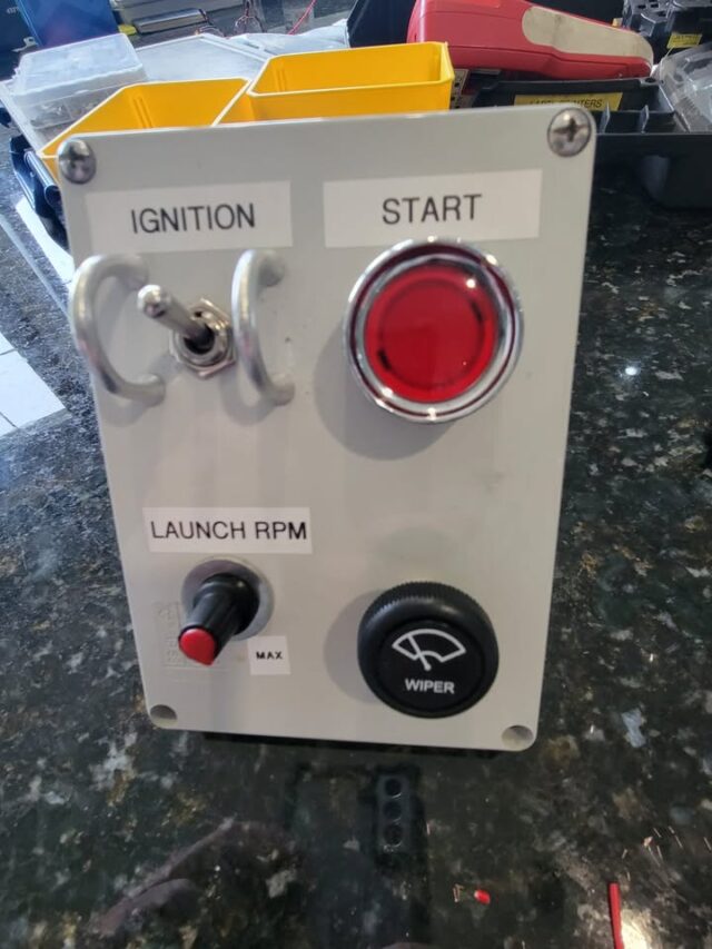 A nice, simple switch panel on a hillclimb/sprint car. The panel was already in there - I've just rewired it and added the adjustment knob for the launch control RPM.